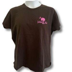 Gildan Brown and Pink short sleeve "Inlet Life," t-shirt. Size XL